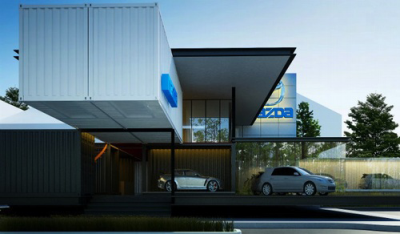 Showroom siêu xe làm bằng Container