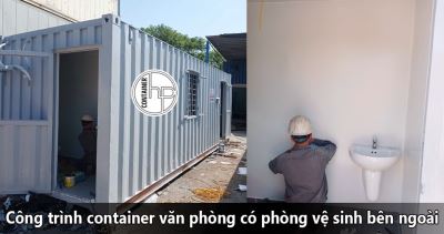 Công trình container văn phòng có phòng vệ sinh bên ngoài
