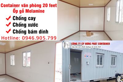 Container văn phòng 20 feet ốp gỗ Melamine