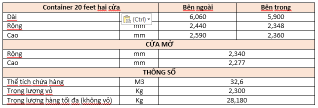 Container 20 feet chứa được bao nhiêu tấn hàng? - Ảnh 8